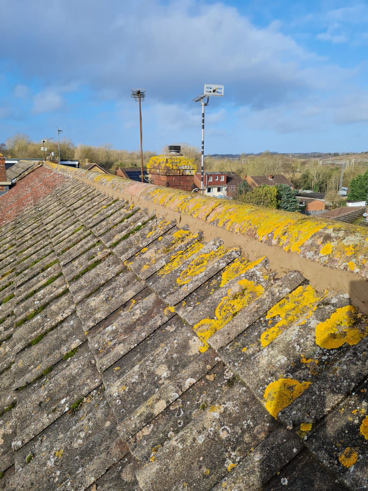 Freshly laid roof tiles on a residential property